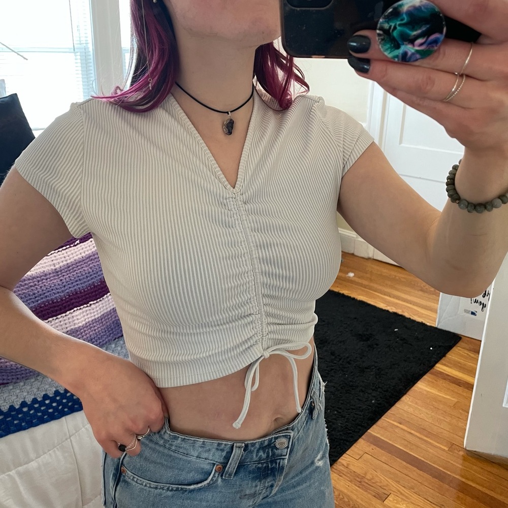 White Ruched Crop Top